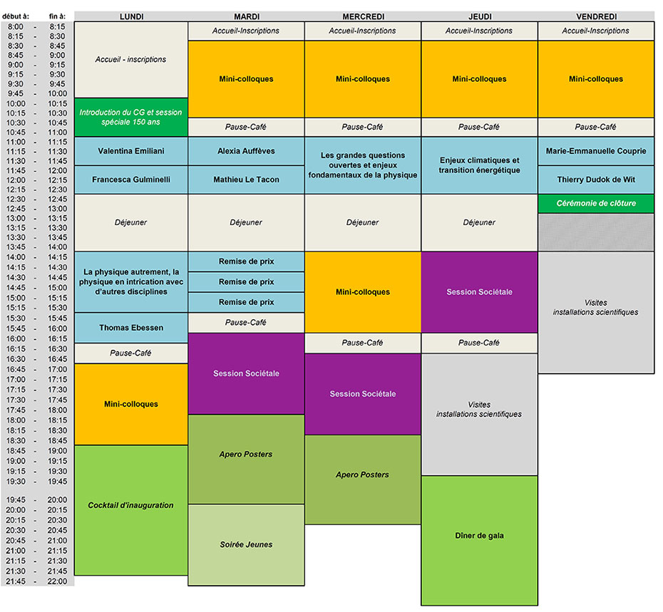 Emploi du temps 26ème Congrès Général de la SFP