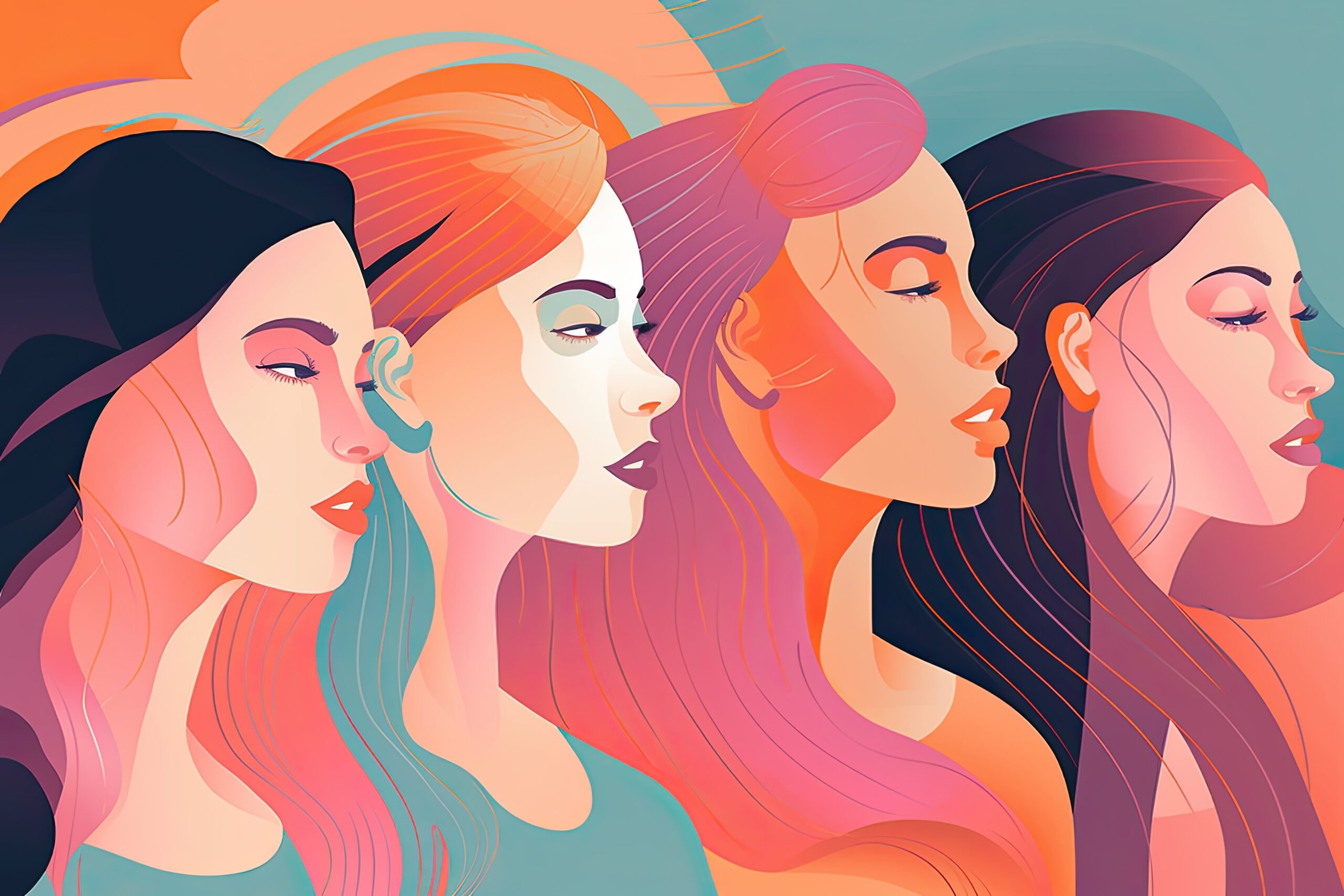 Powerful feminism illustration concept. generative ai